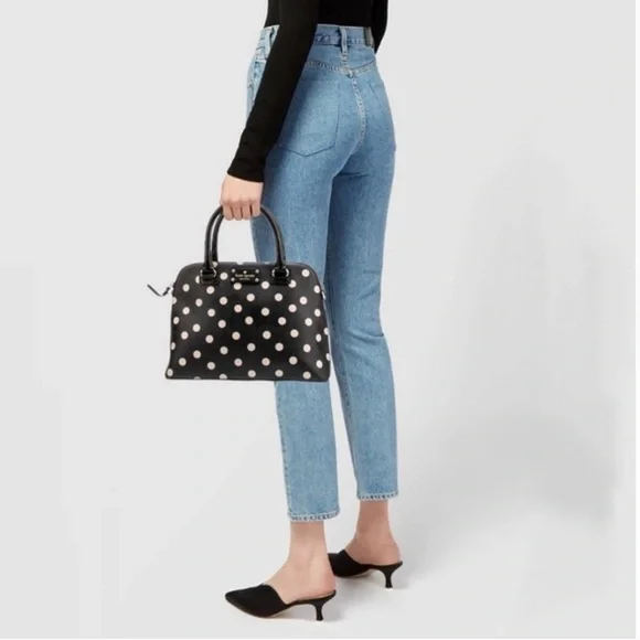 Kate Spade Black and Pink Polka Dot Wellesley Handbag and Neda Wallet Set - Picture 15 of 16
